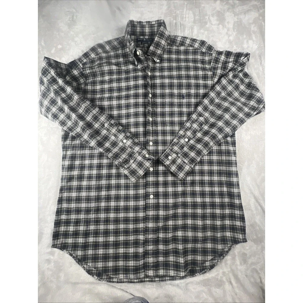 Polo Ralph Lauren Men's Blake Button Down Long Sleeve Blue‎ & white Plaid Size L